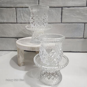 Partylite Williamsburg Crystal Pair Votive Candle Holders Set of 2